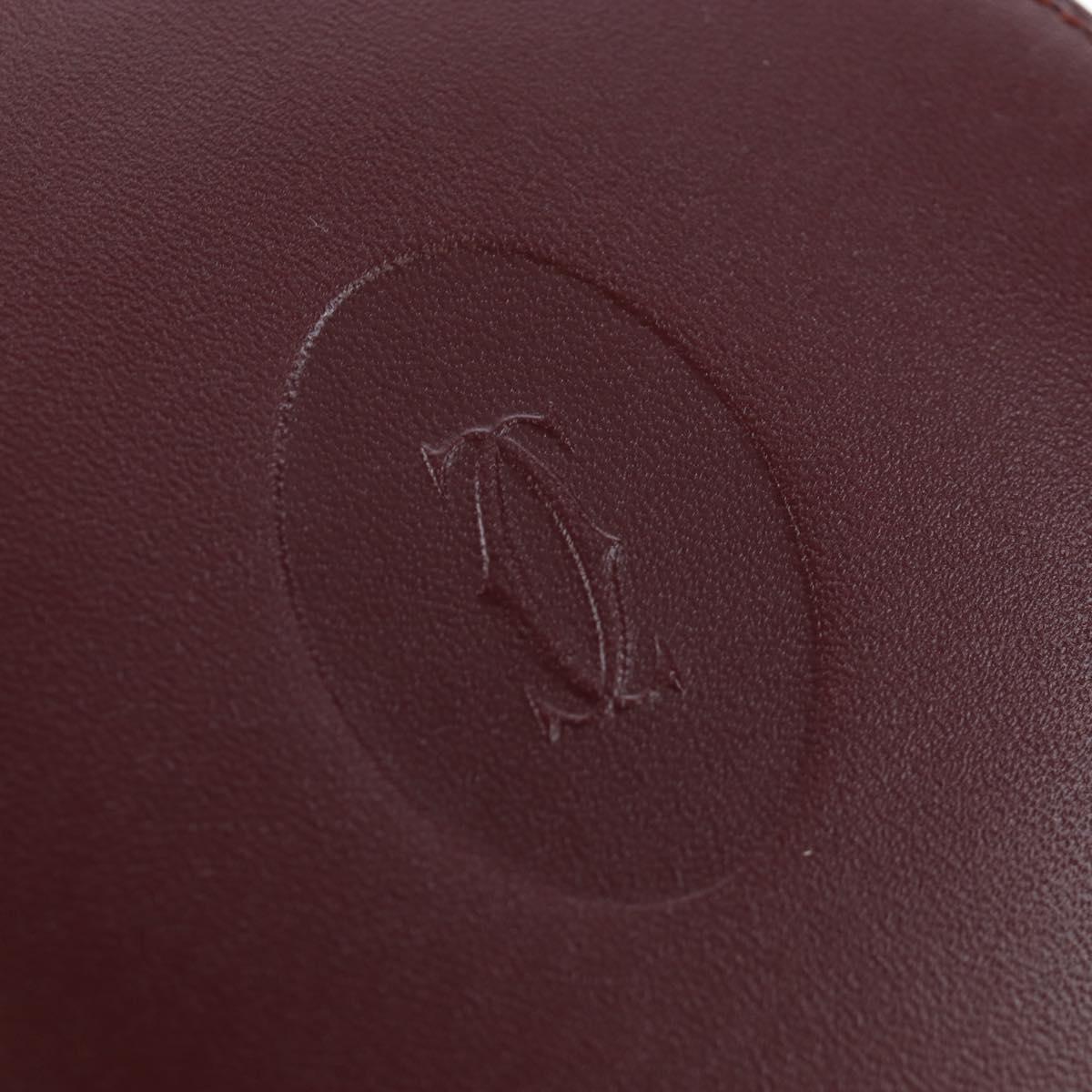 CARTIER Must Line Coin Purse Leather Bordeaux Gold Auth 191856V