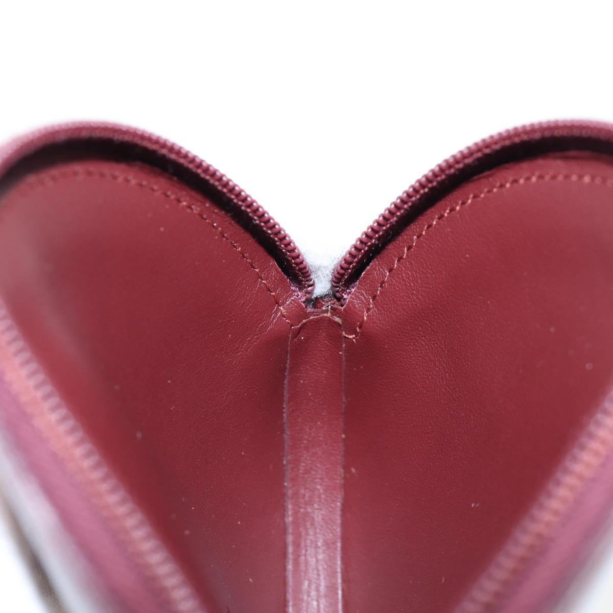 CARTIER Must Line Coin Purse Leather Bordeaux Gold Auth 191856V