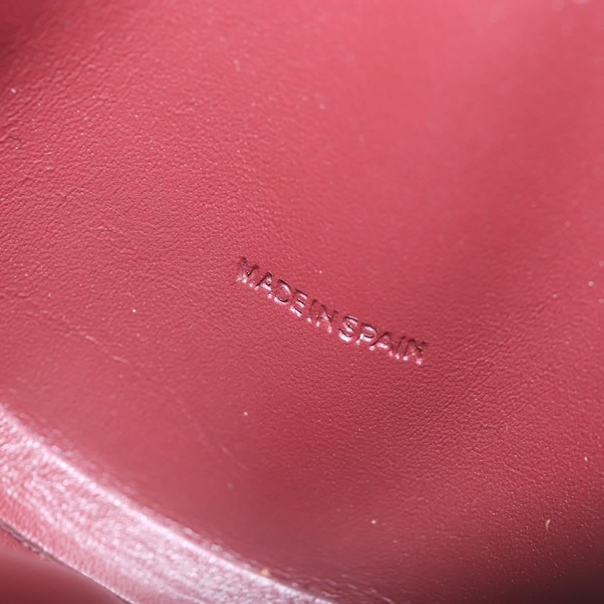 CARTIER Must Line Coin Purse Leather Bordeaux Gold Auth 191856V