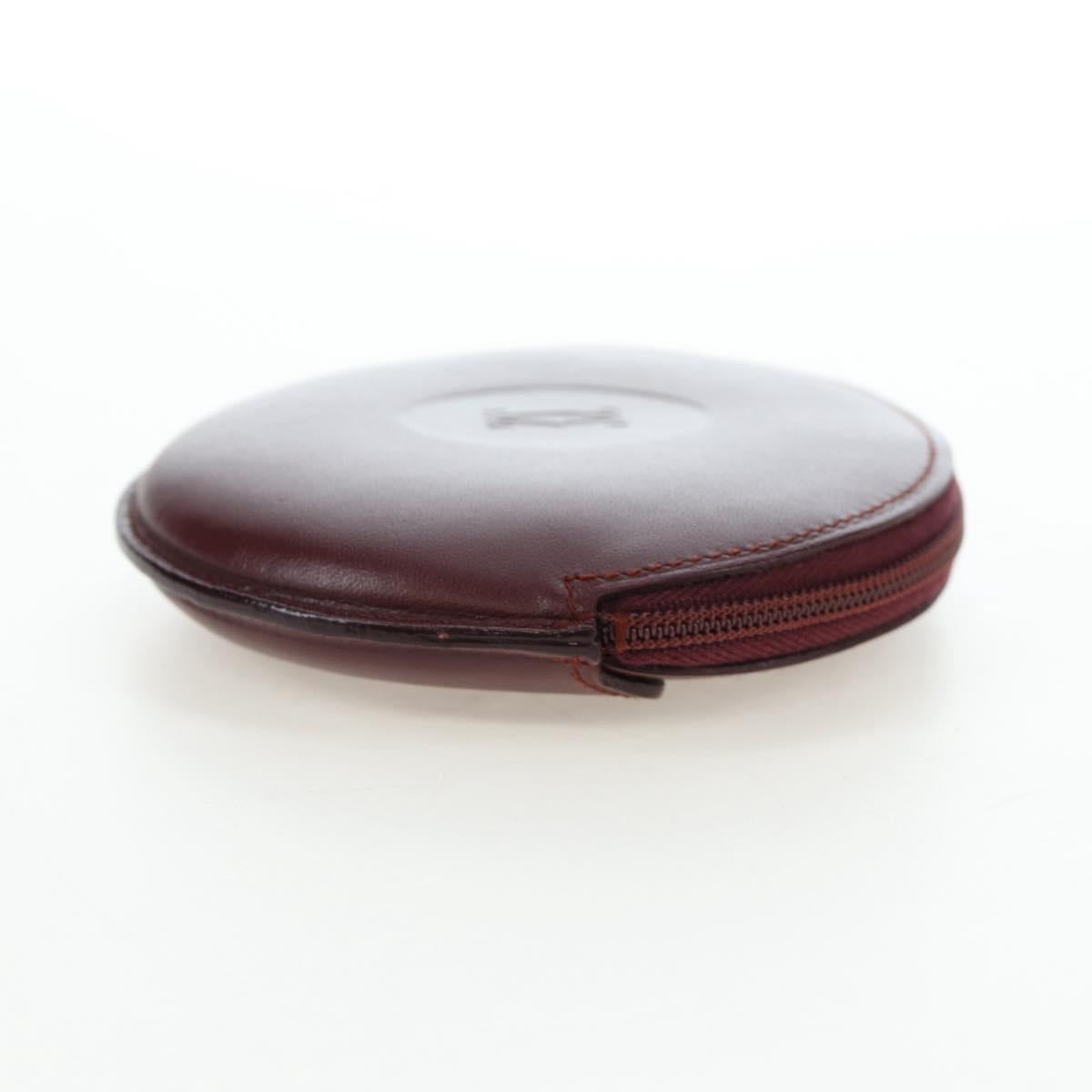 CARTIER Must Line Coin Purse Leather Bordeaux Gold Auth 191856V