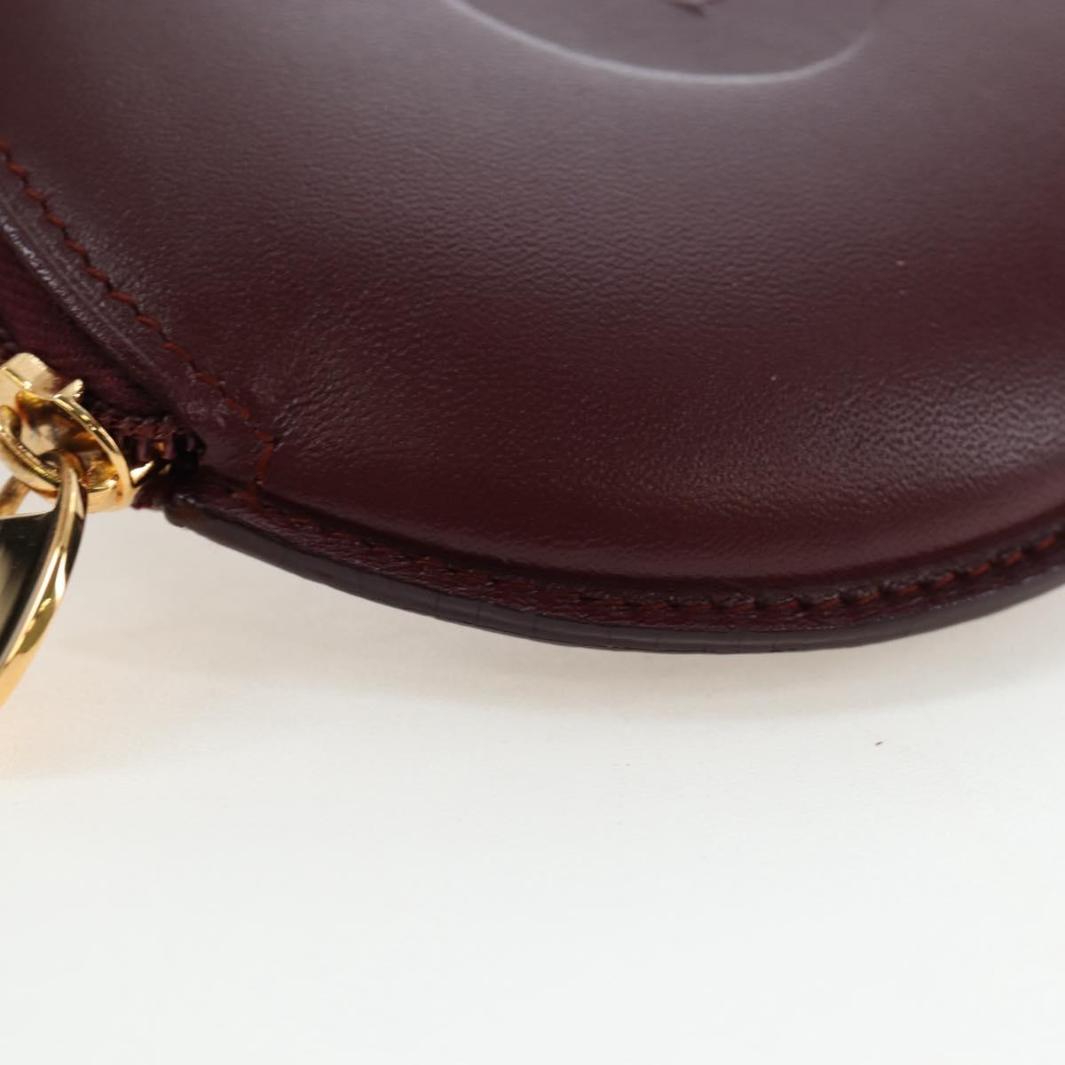 CARTIER Must Line Coin Purse Leather Bordeaux Gold Auth 191856V