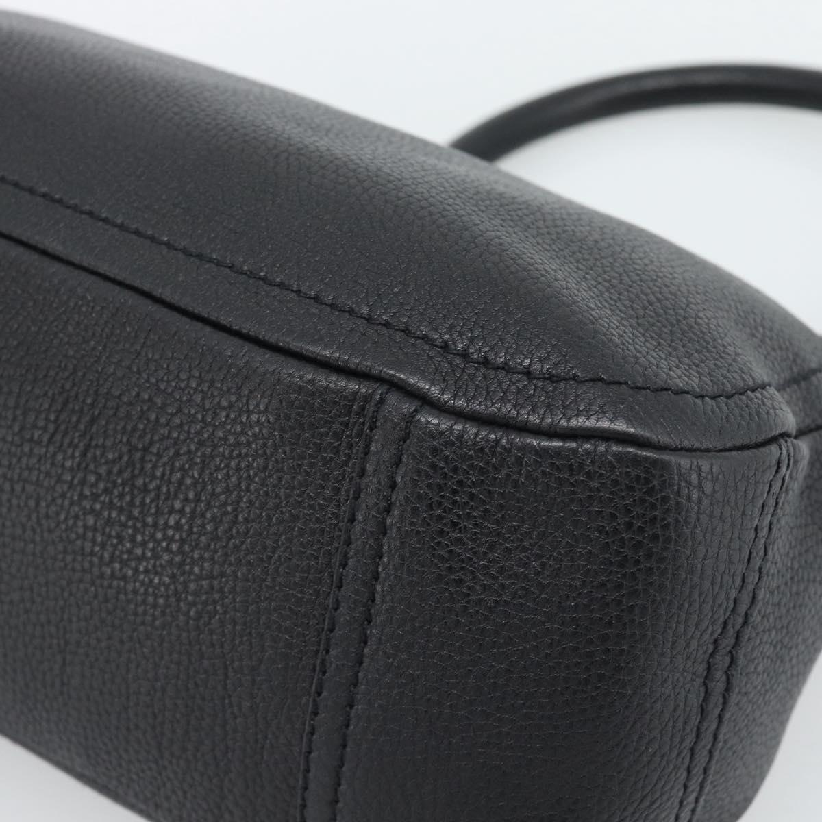 PRADA Hand Bag Leather Black Silver Auth 191866V