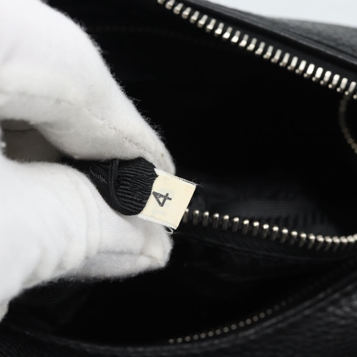 PRADA Hand Bag Leather Black Silver Auth 191866V