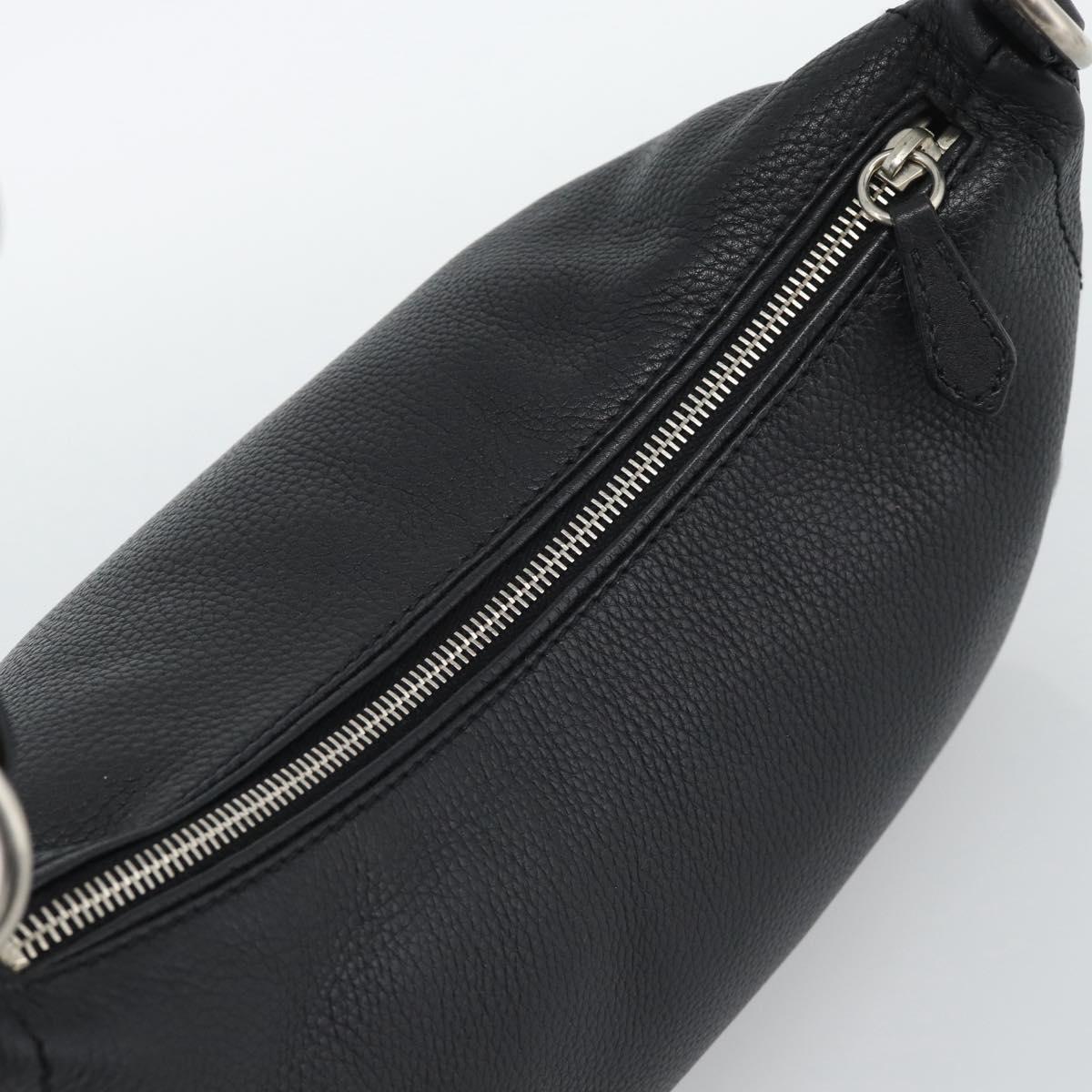 PRADA Hand Bag Leather Black Silver Auth 191866V