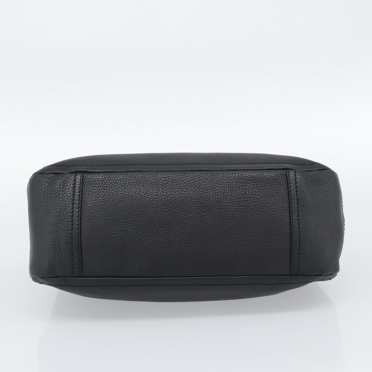 PRADA Hand Bag Leather Black Silver Auth 191866V