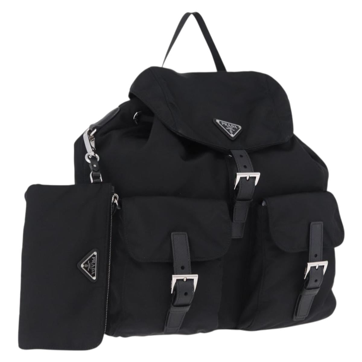 PRADA Backpack Nylon Black Silver Auth 191867M