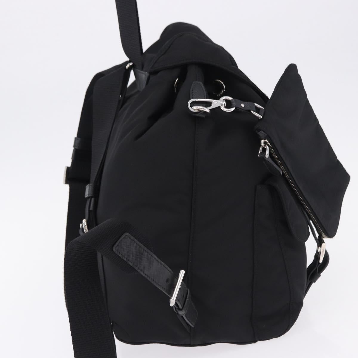 PRADA Backpack Nylon Black Silver Auth 191867M