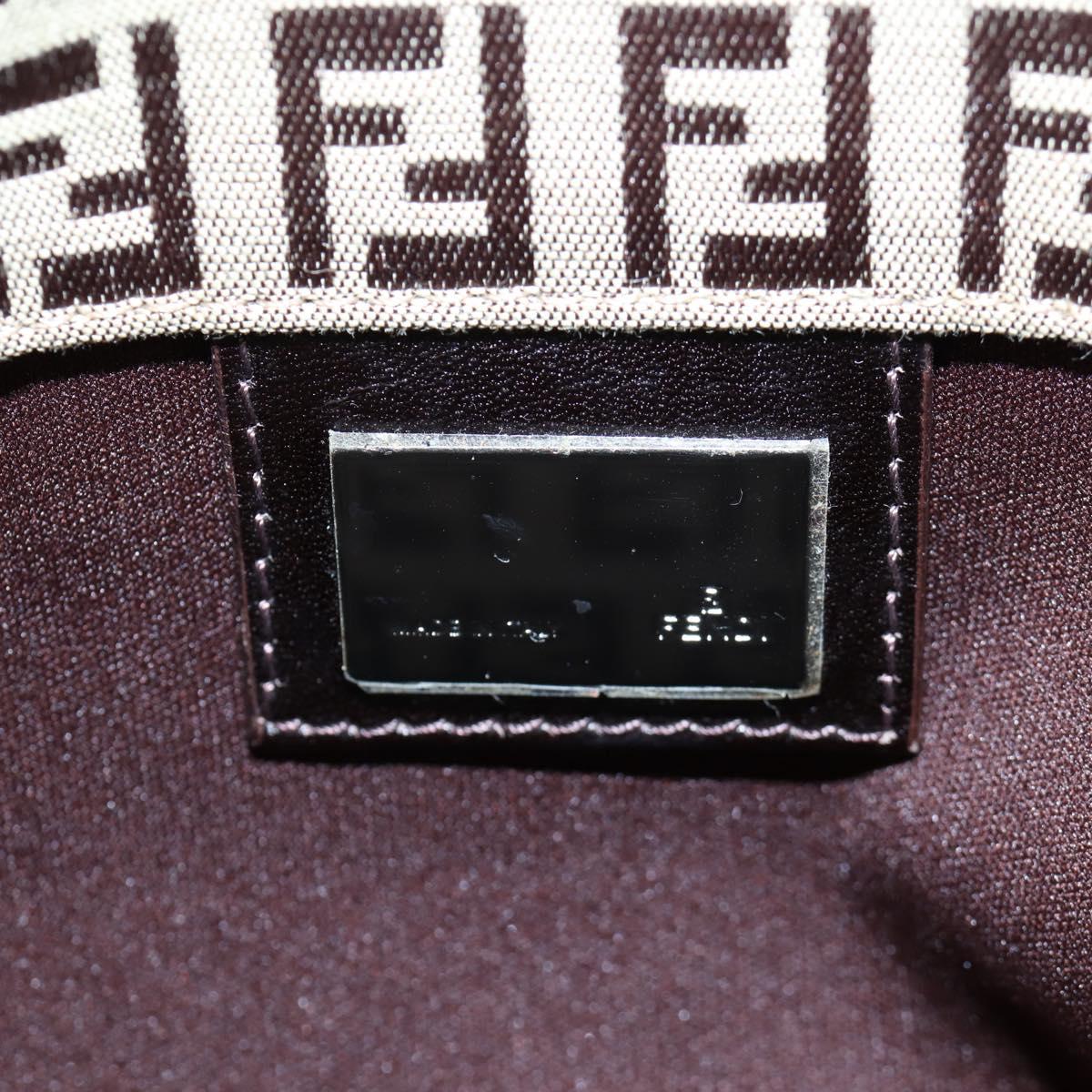 FENDI Zucchino Canvas Hand Bag Beige Silver Auth 191868V