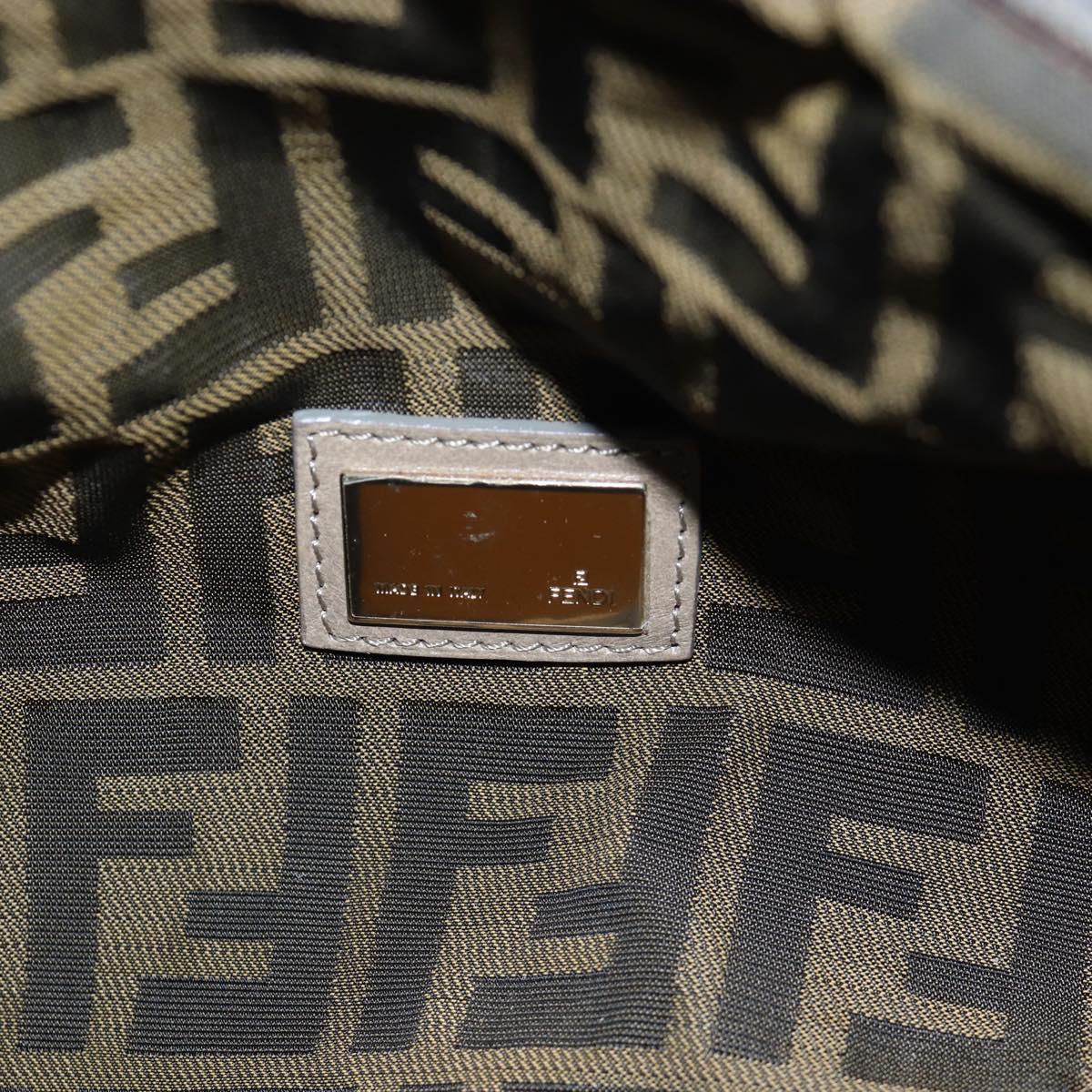 FENDI Shoulder Bag Denim Gray Gold Auth 191869SAV