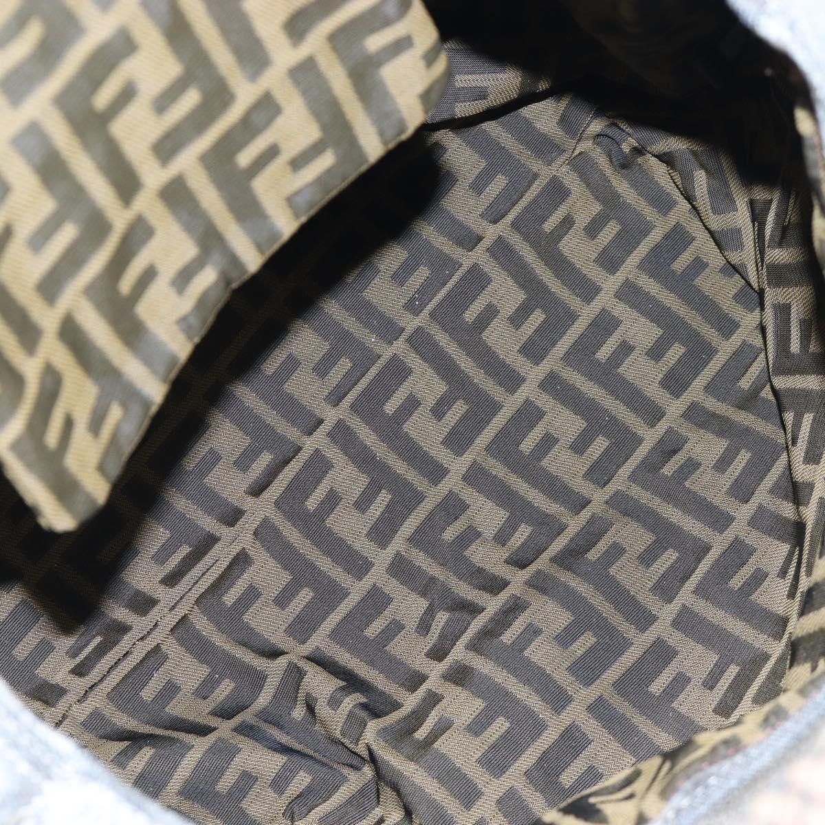 FENDI Shoulder Bag Denim Gray Gold Auth 191869SAV