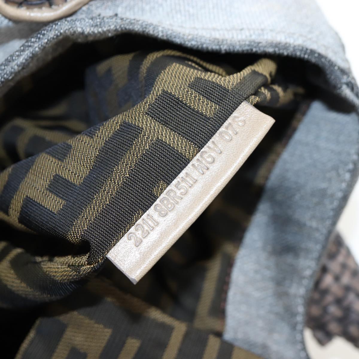 FENDI Shoulder Bag Denim Gray Gold Auth 191869SAV