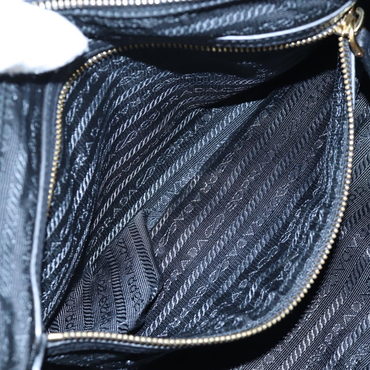 PRADA Hand Bag Nylon Leather 2way Black Gold Auth 191870V