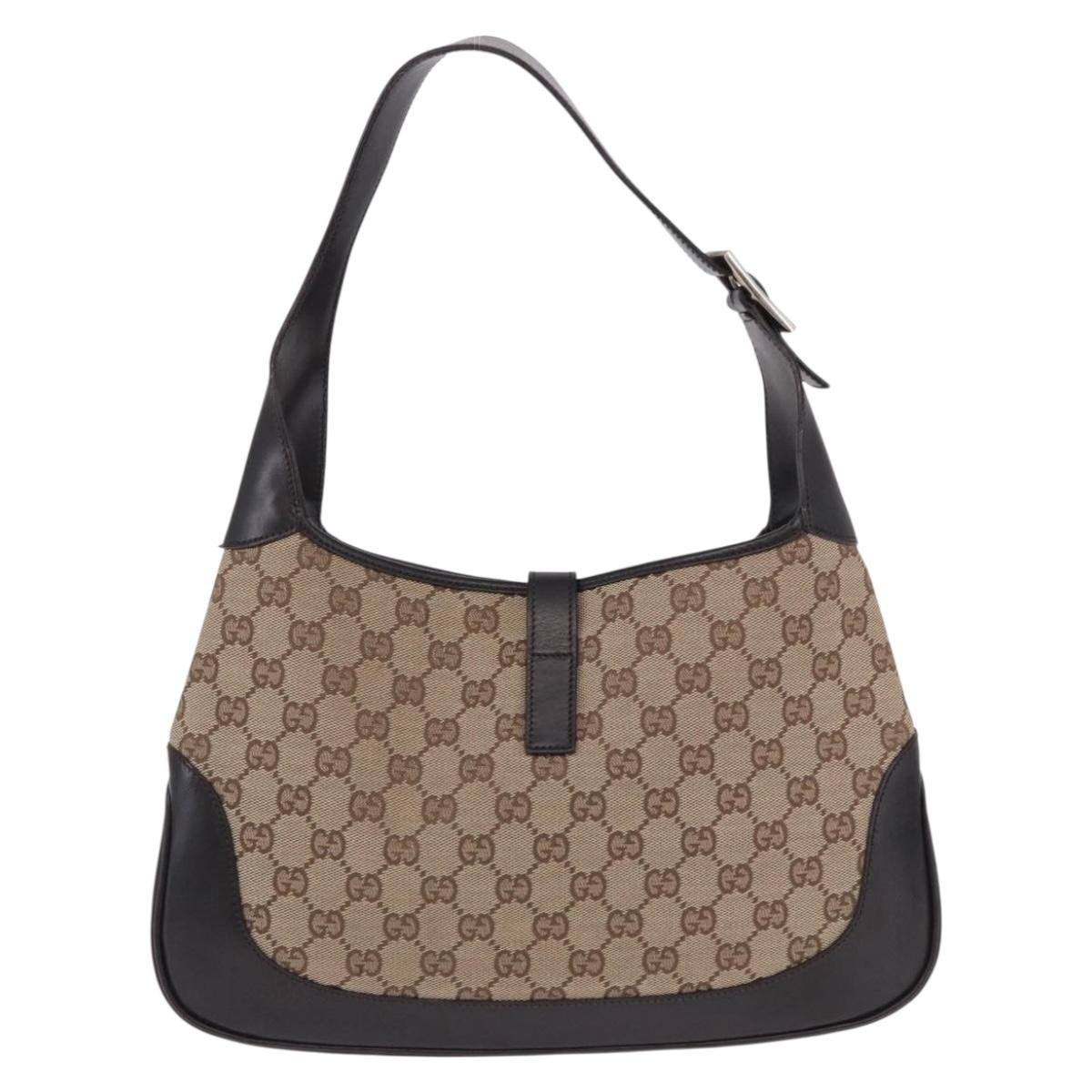 GUCCI GG Canvas Jackie Web Sherry Line Bag Beige 001 3306 3444 Auth 191885V