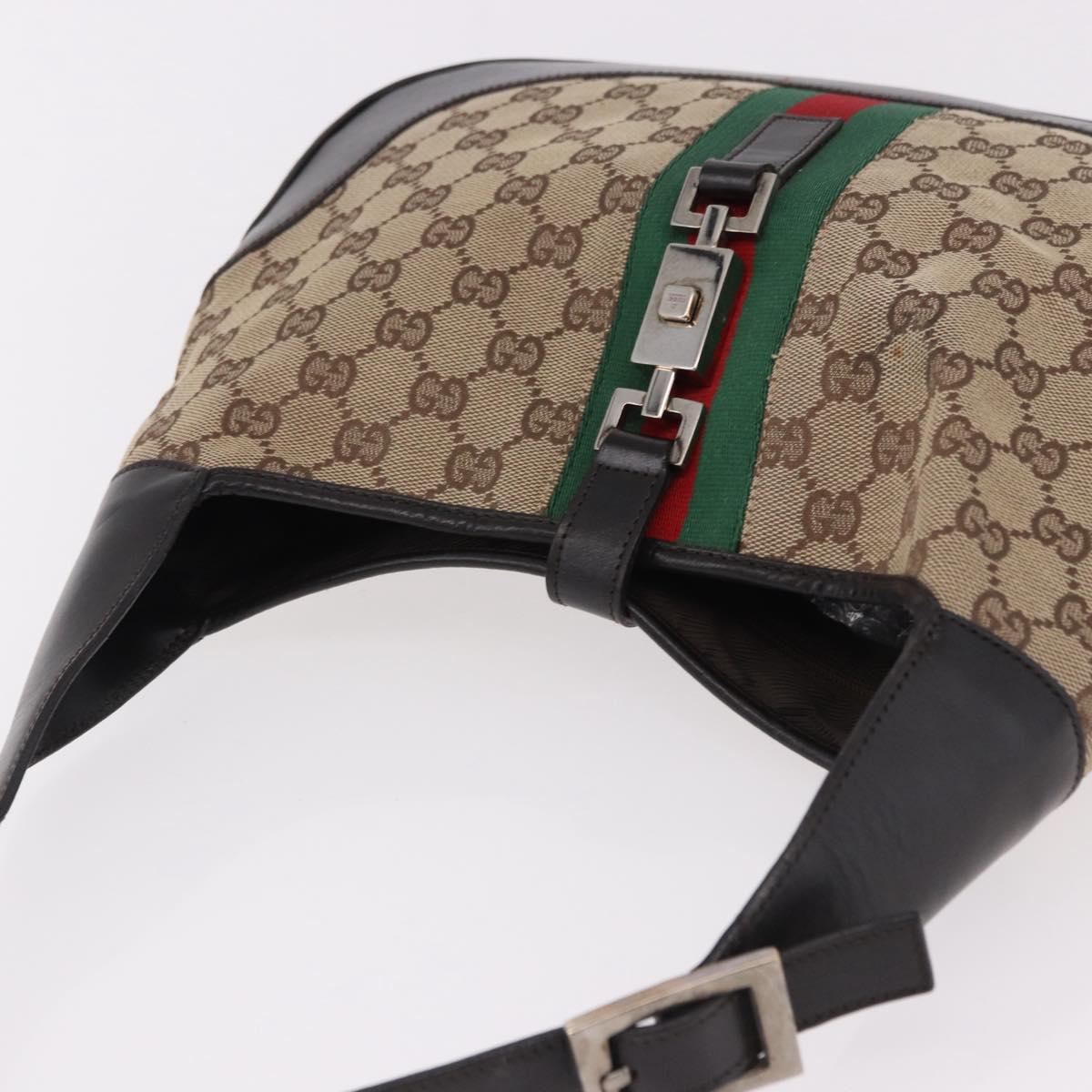 GUCCI GG Canvas Jackie Web Sherry Line Bag Beige 001 3306 3444 Auth 191885V