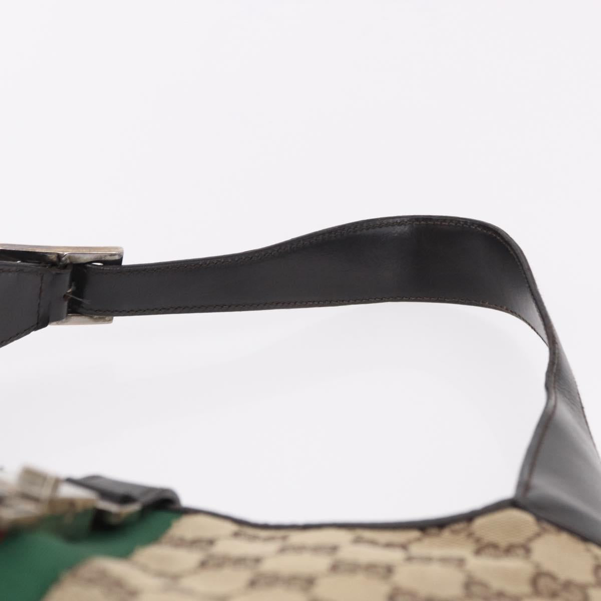 GUCCI GG Canvas Jackie Web Sherry Line Bag Beige 001 3306 3444 Auth 191885V
