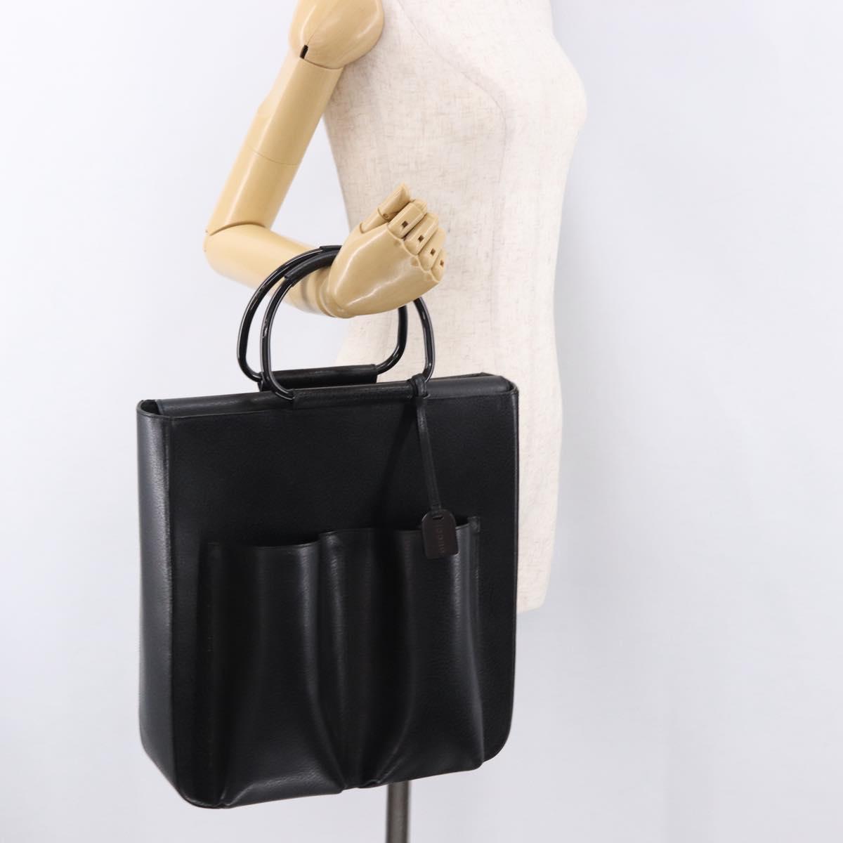 GUCCI Hand Bag Leather Black Silver 002 1118 0462 Auth 191886