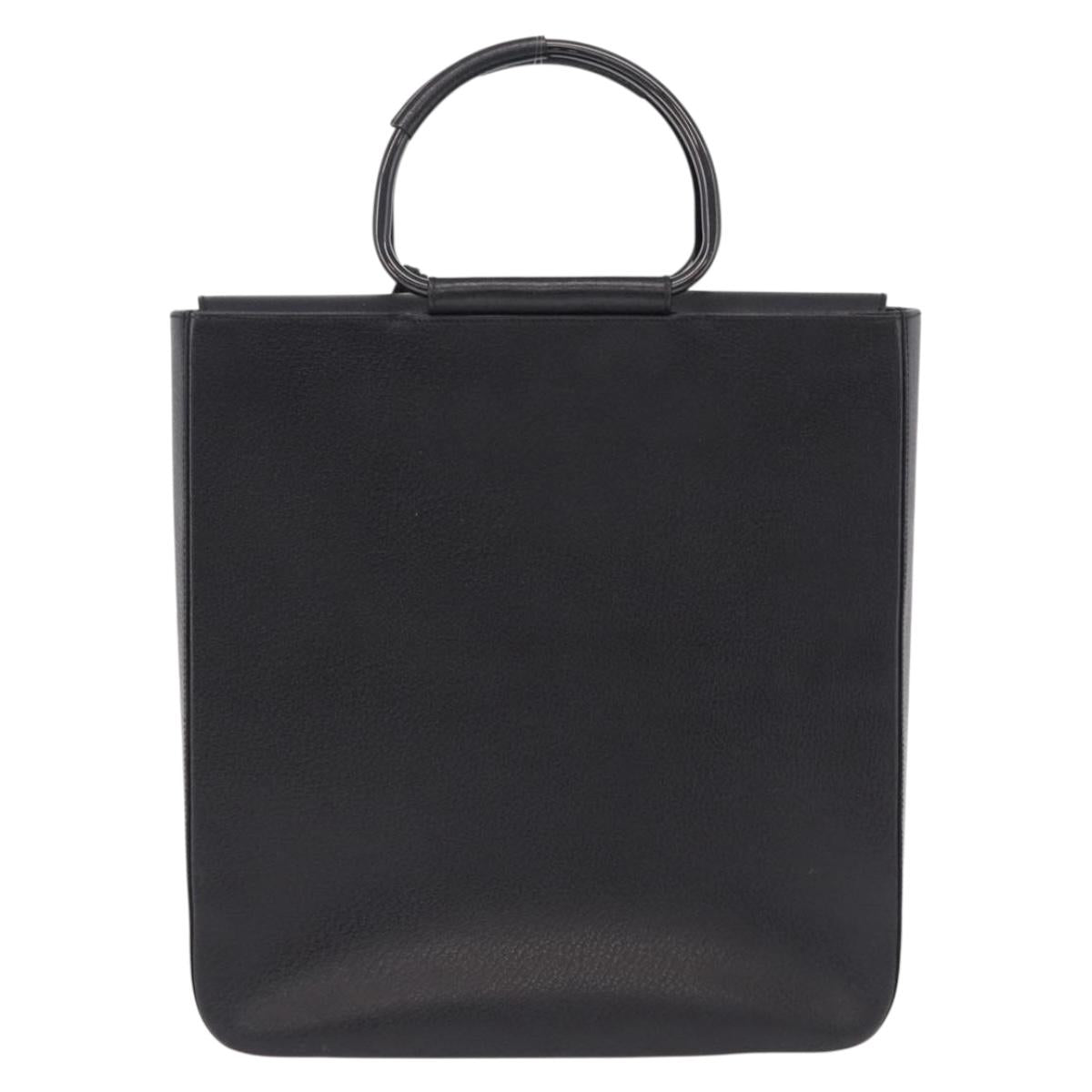 GUCCI Hand Bag Leather Black Silver 002 1118 0462 Auth 191886