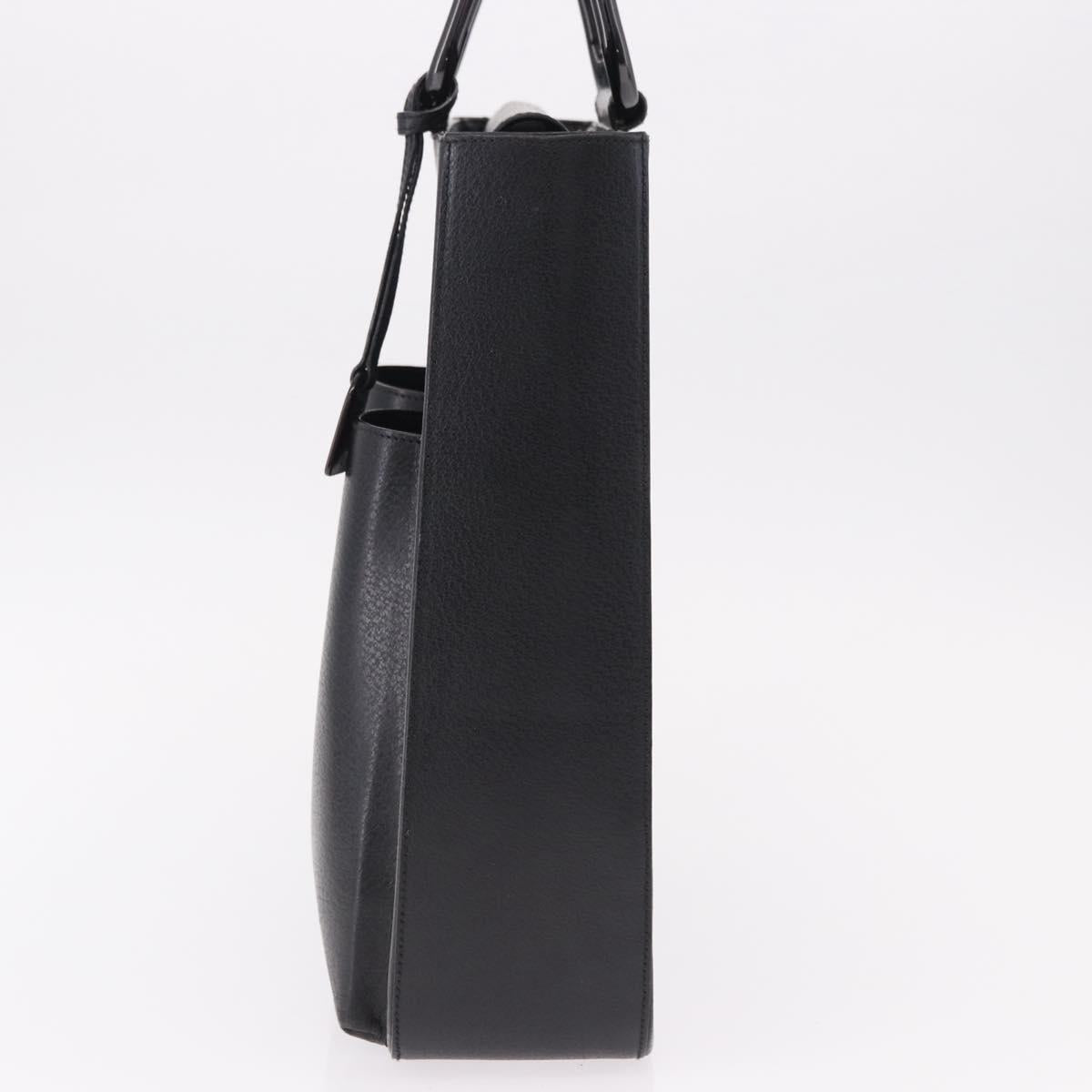 GUCCI Hand Bag Leather Black Silver 002 1118 0462 Auth 191886