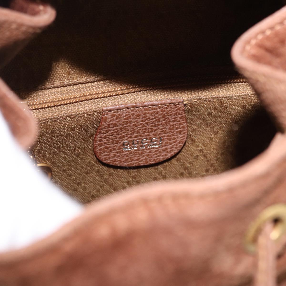 GUCCI Bamboo Backpack Suede Brown Gold 003 1705 0030 Auth 191888