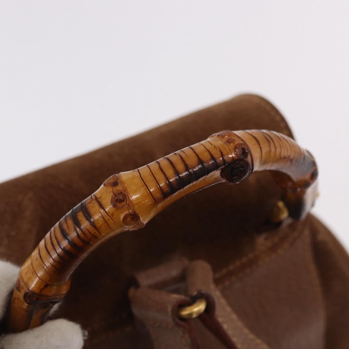 GUCCI Bamboo Backpack Suede Brown Gold 003 1705 0030 Auth 191888