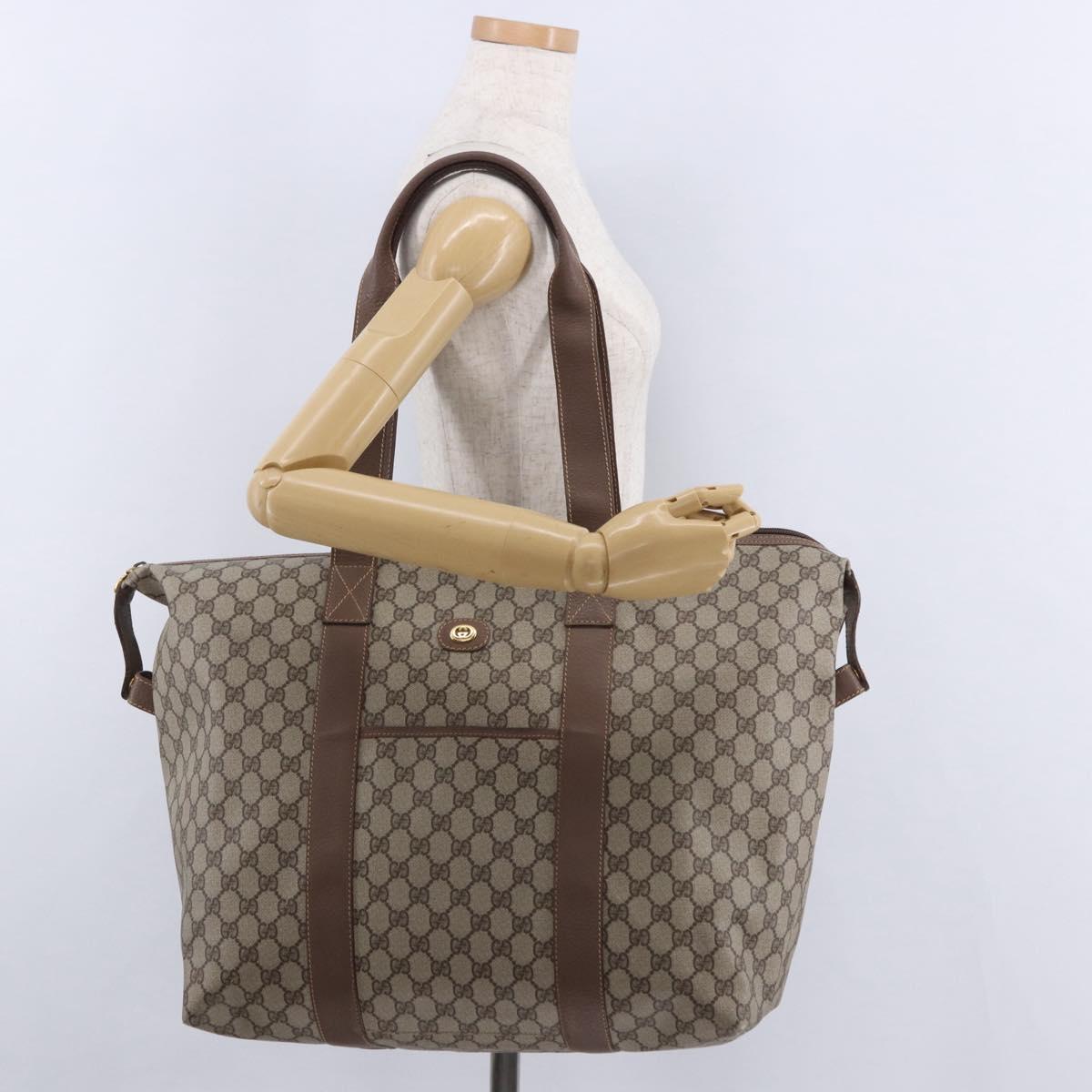 GUCCI GG Supreme Boston Bag PVC Beige Gold 012 1095 6080 Auth 191889