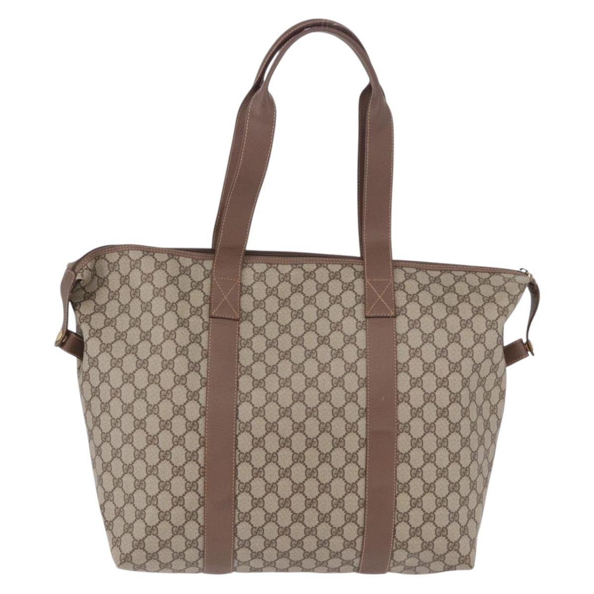 GUCCI GG Supreme Boston Bag PVC Beige Gold 012 1095 6080 Auth 191889