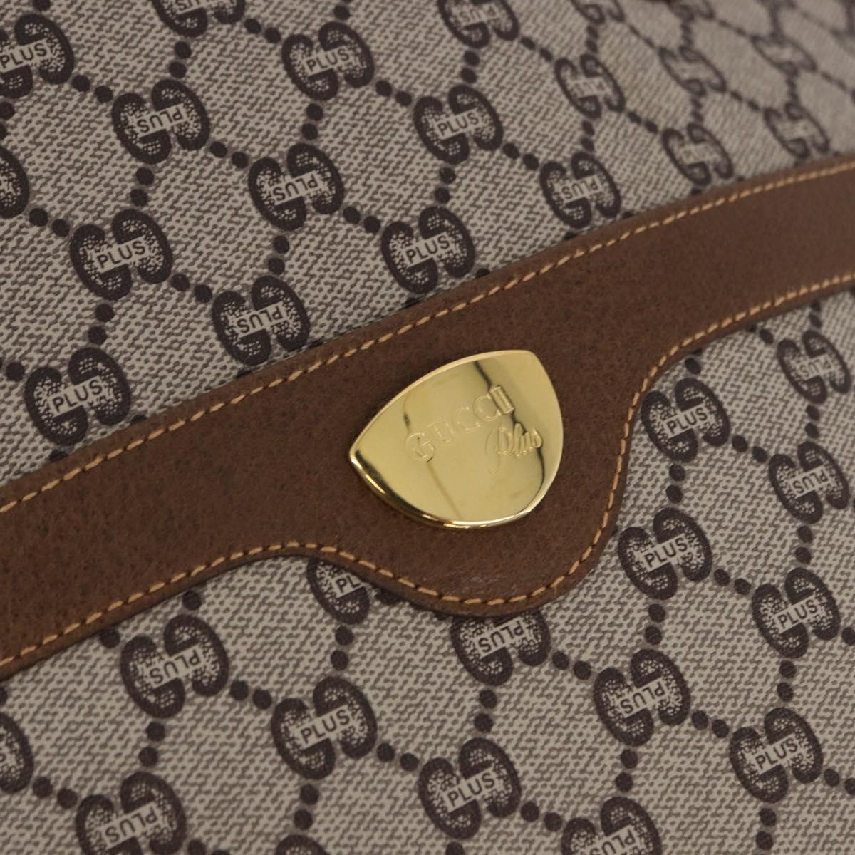 GUCCI GG Plus Supreme Web Sherry Line Tote Bag PVC Beige Gold Auth 191890