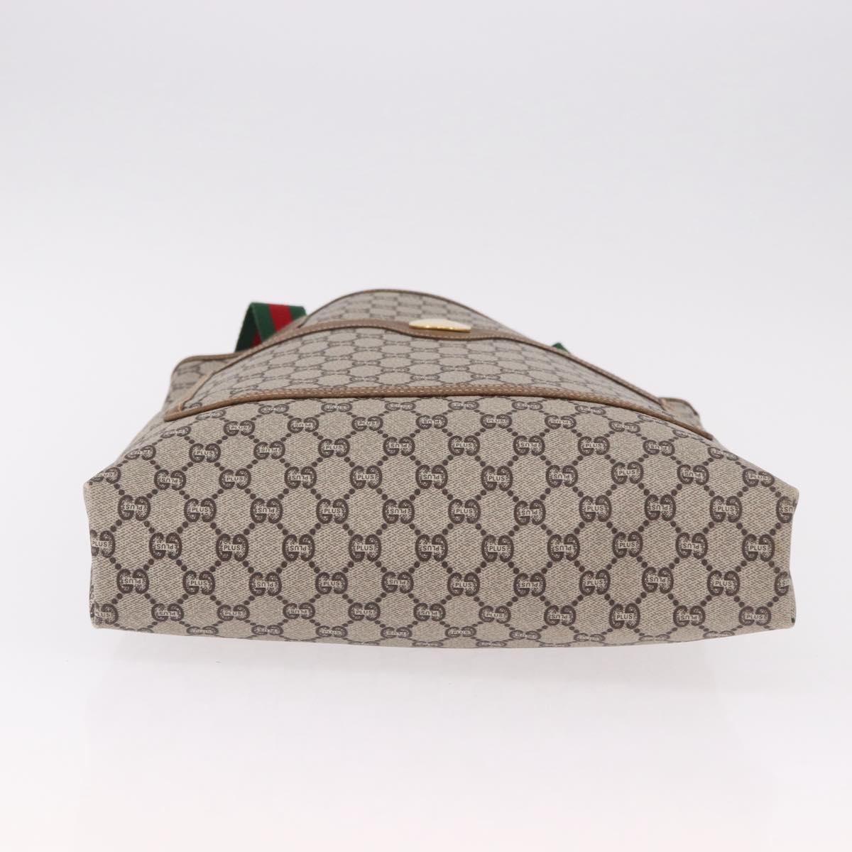 GUCCI GG Plus Supreme Web Sherry Line Tote Bag PVC Beige Gold Auth 191890