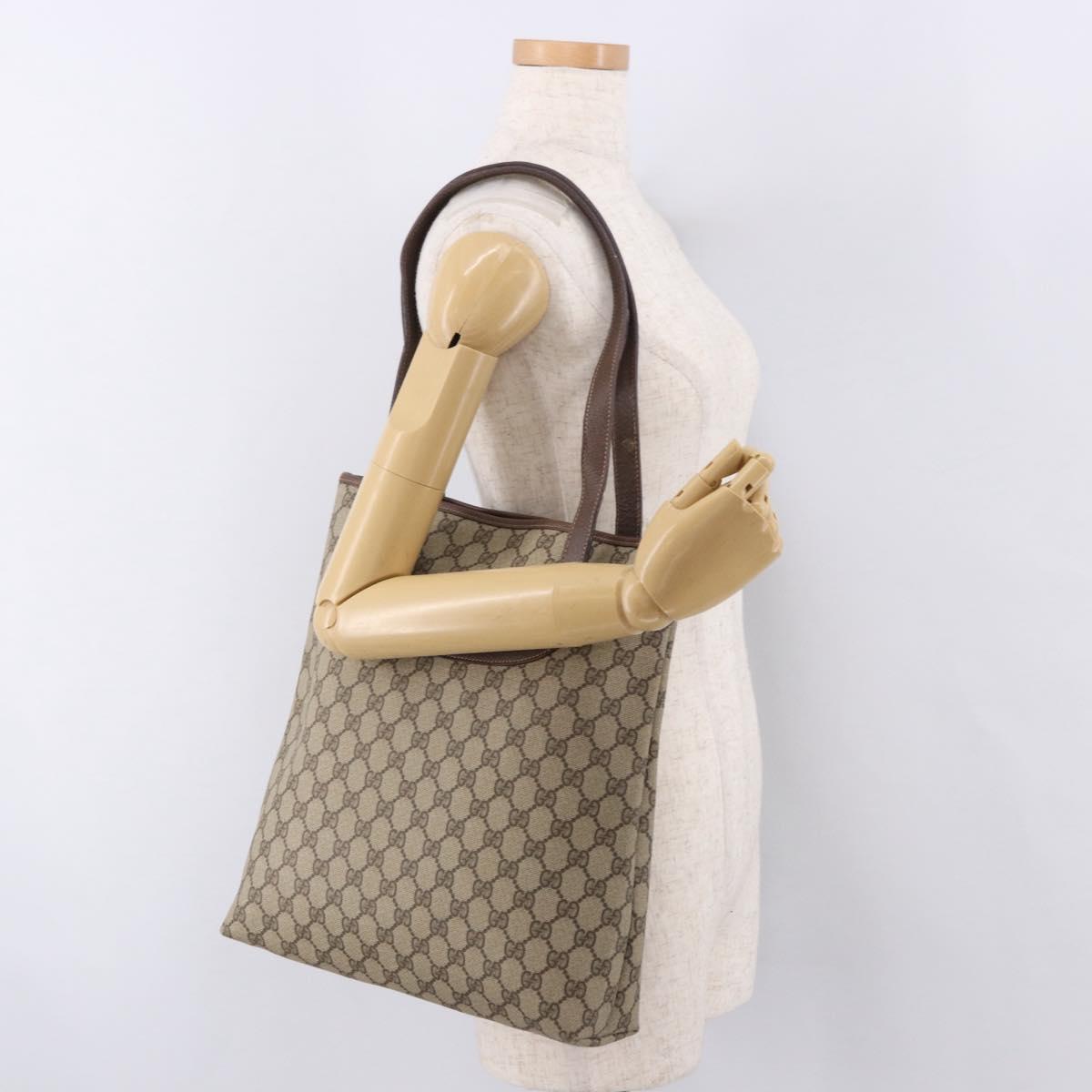 GUCCI GG Supreme Tote Bag PVC Leather Beige Gold 002 123 6130 Auth 191891
