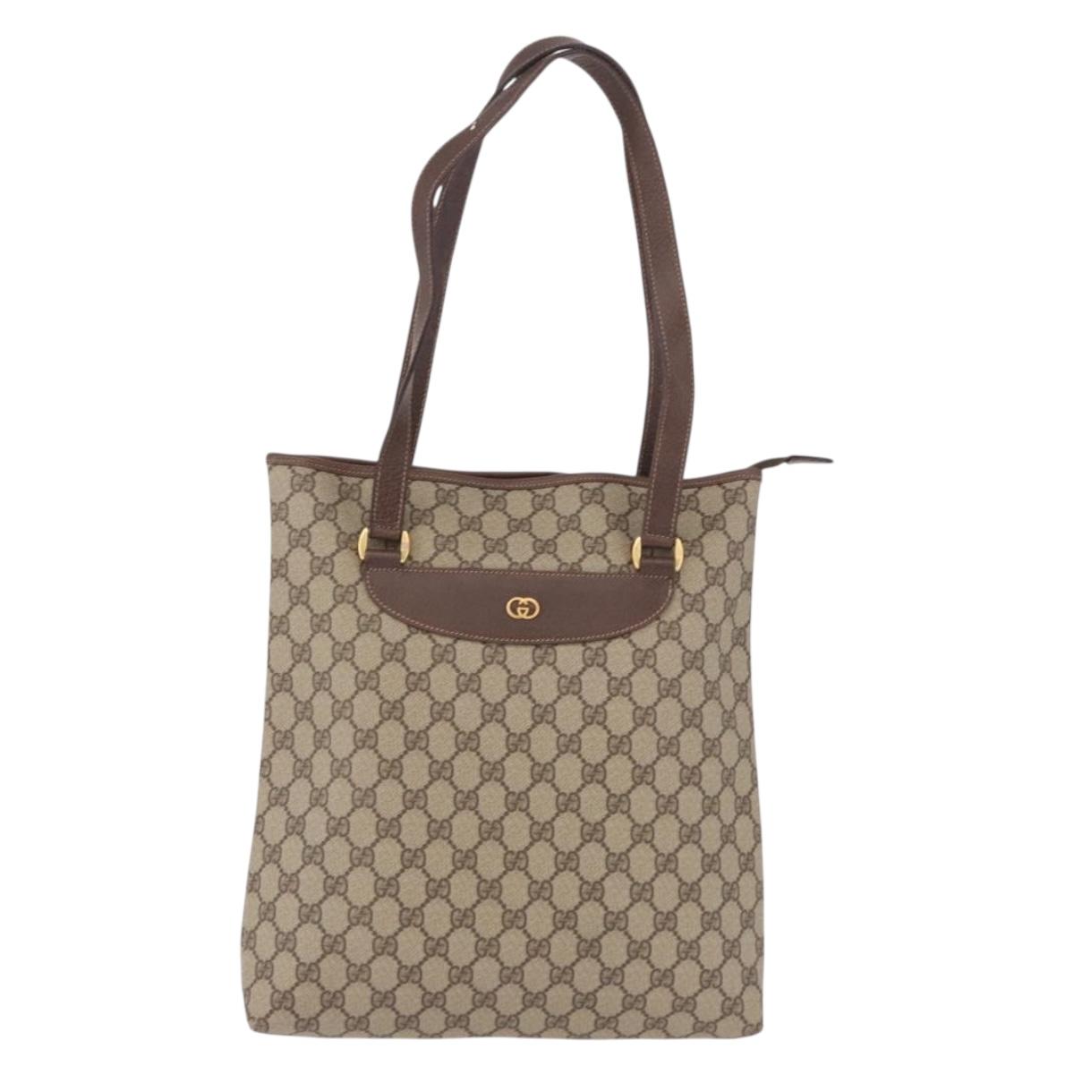GUCCI GG Supreme Tote Bag PVC Leather Beige Gold 002 123 6130 Auth 191891