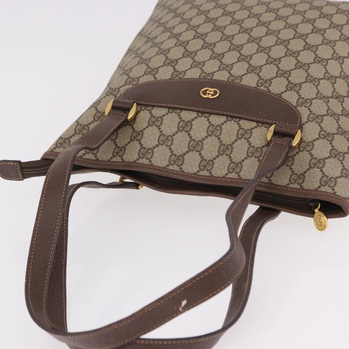 GUCCI GG Supreme Tote Bag PVC Leather Beige Gold 002 123 6130 Auth 191891