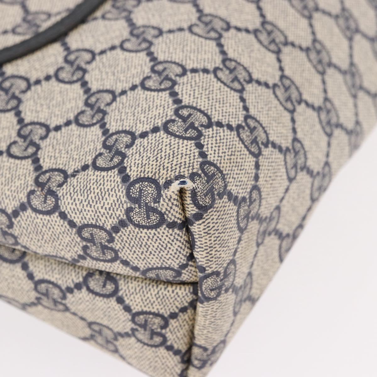 GUCCI GG Supreme Sherry Line Tote Bag PVC Navy Gold 89 02 003 Auth 191892