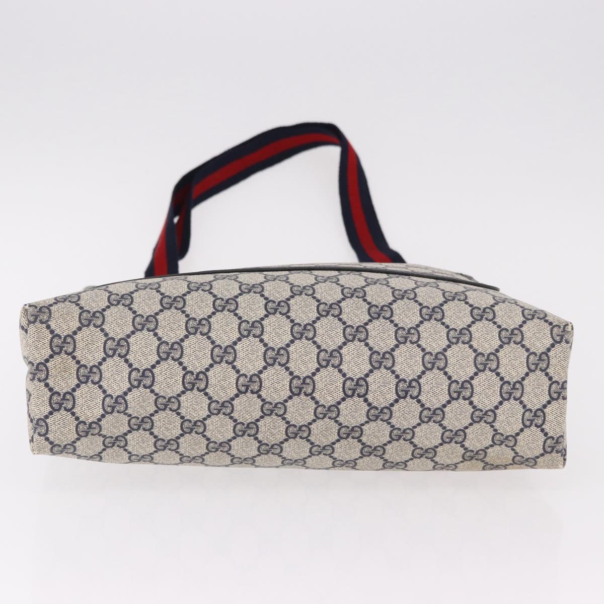 GUCCI GG Supreme Sherry Line Tote Bag PVC Navy Gold 89 02 003 Auth 191892