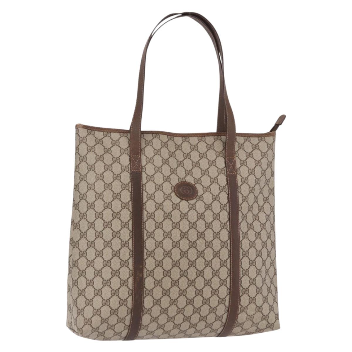 GUCCI GG Supreme Tote Bag PVC Beige 40 02 110 Auth 191894