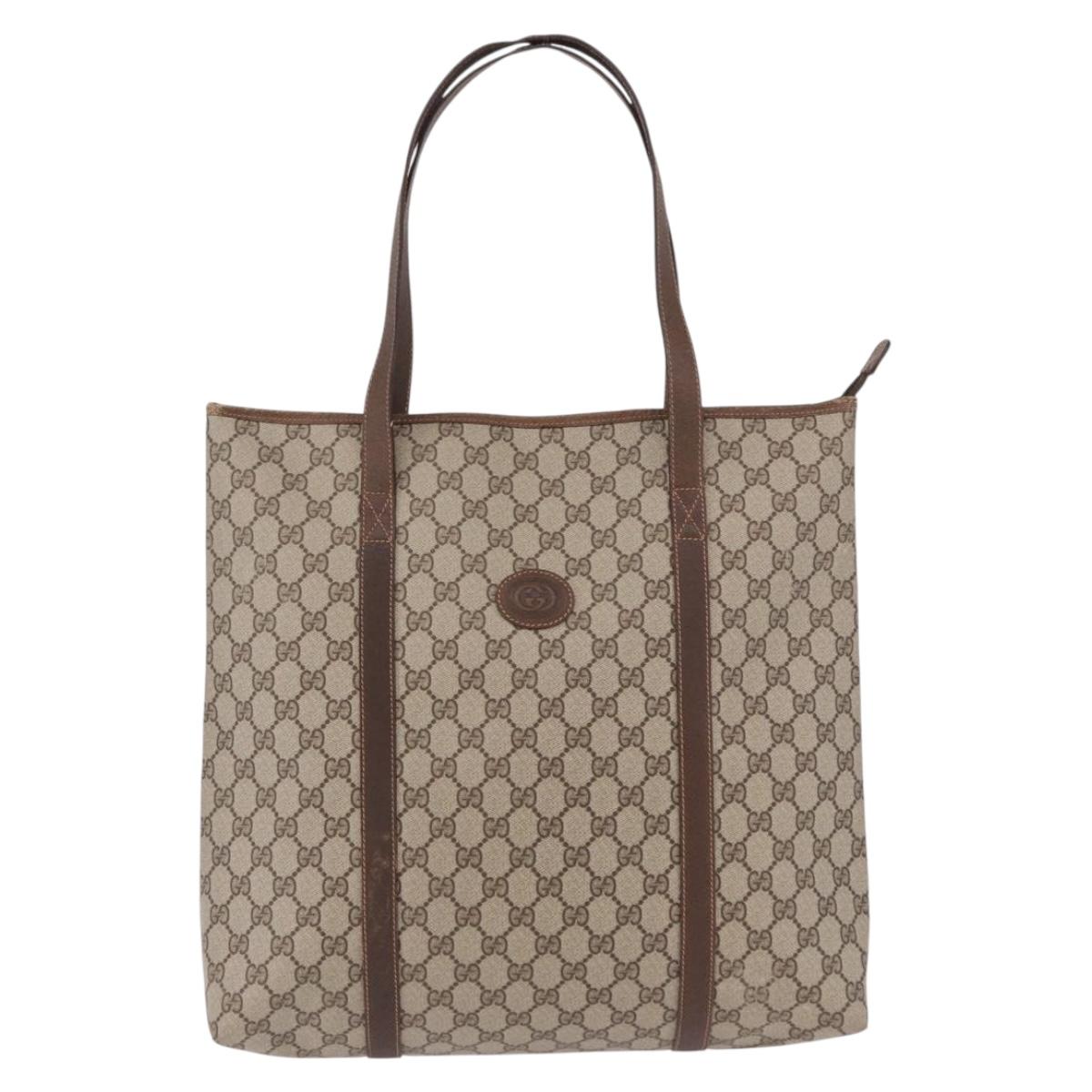 GUCCI GG Supreme Tote Bag PVC Beige 40 02 110 Auth 191894