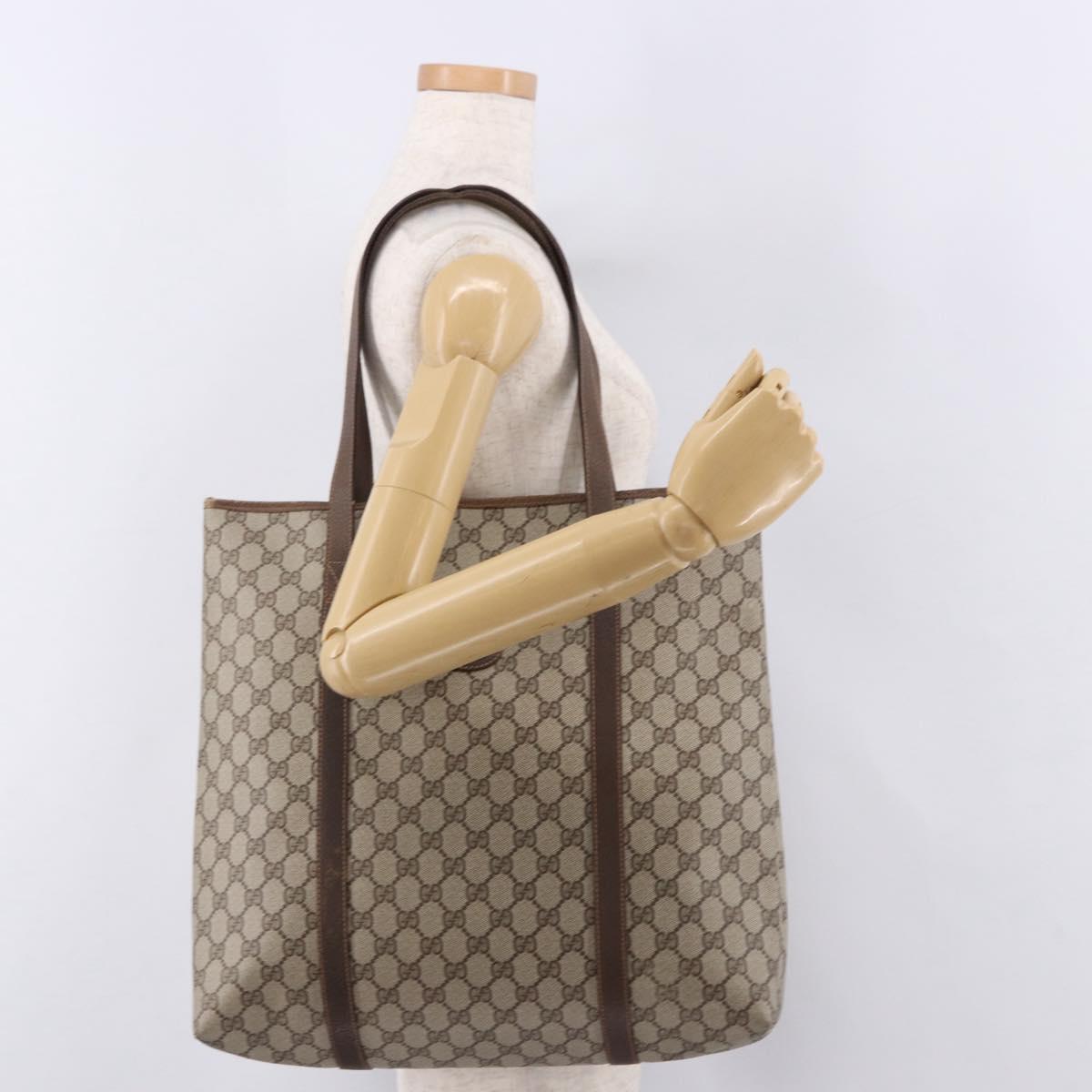 GUCCI GG Supreme Tote Bag PVC Beige 40 02 110 Auth 191894