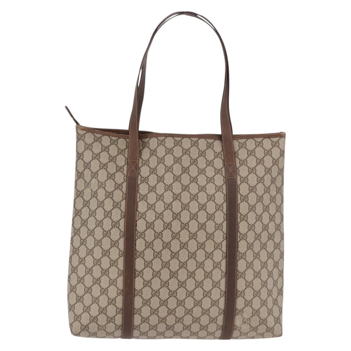 GUCCI GG Supreme Tote Bag PVC Beige 40 02 110 Auth 191894
