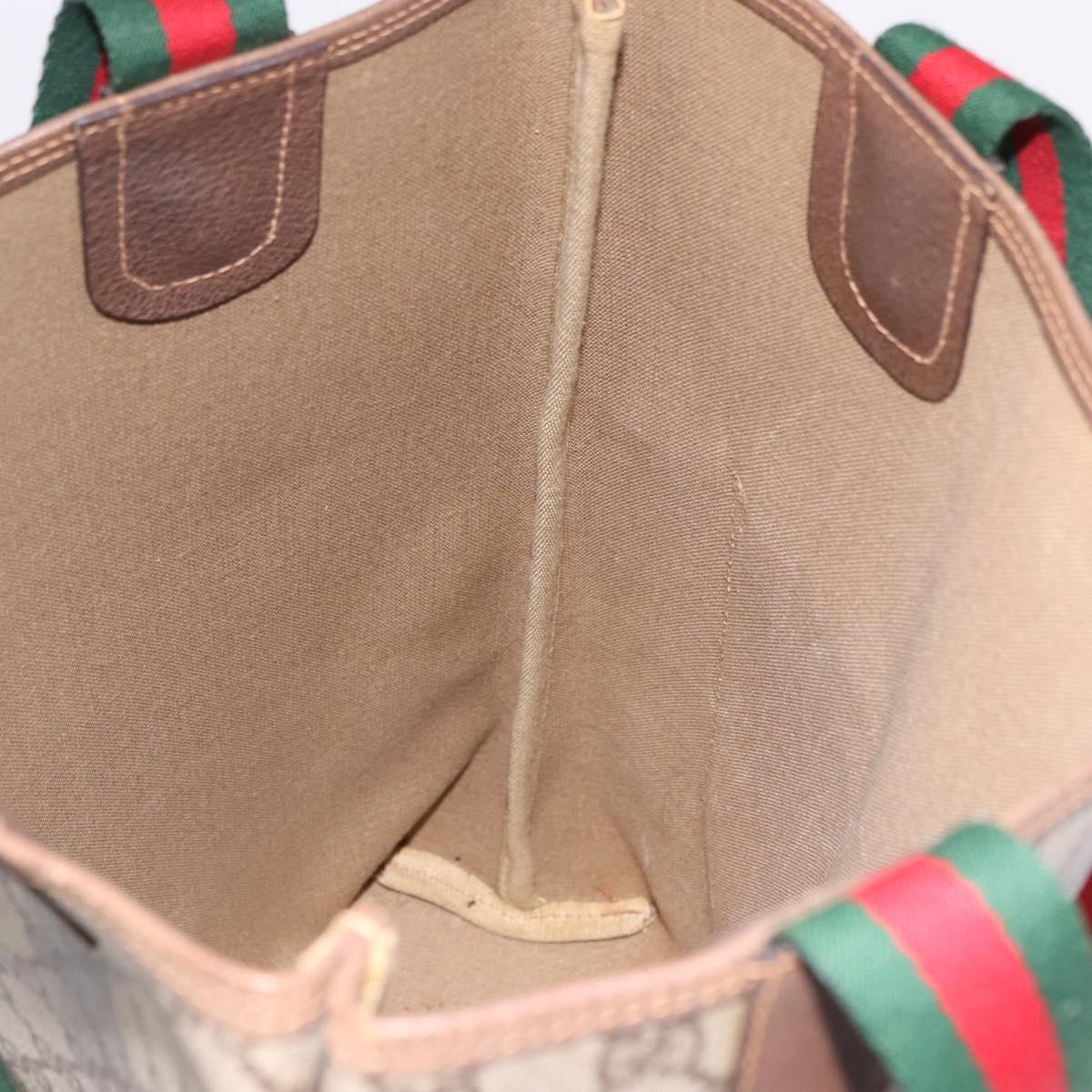 GUCCI GG Supreme Web Sherry Line Tote Bag PVC Beige 39 02 003 Auth 191895A