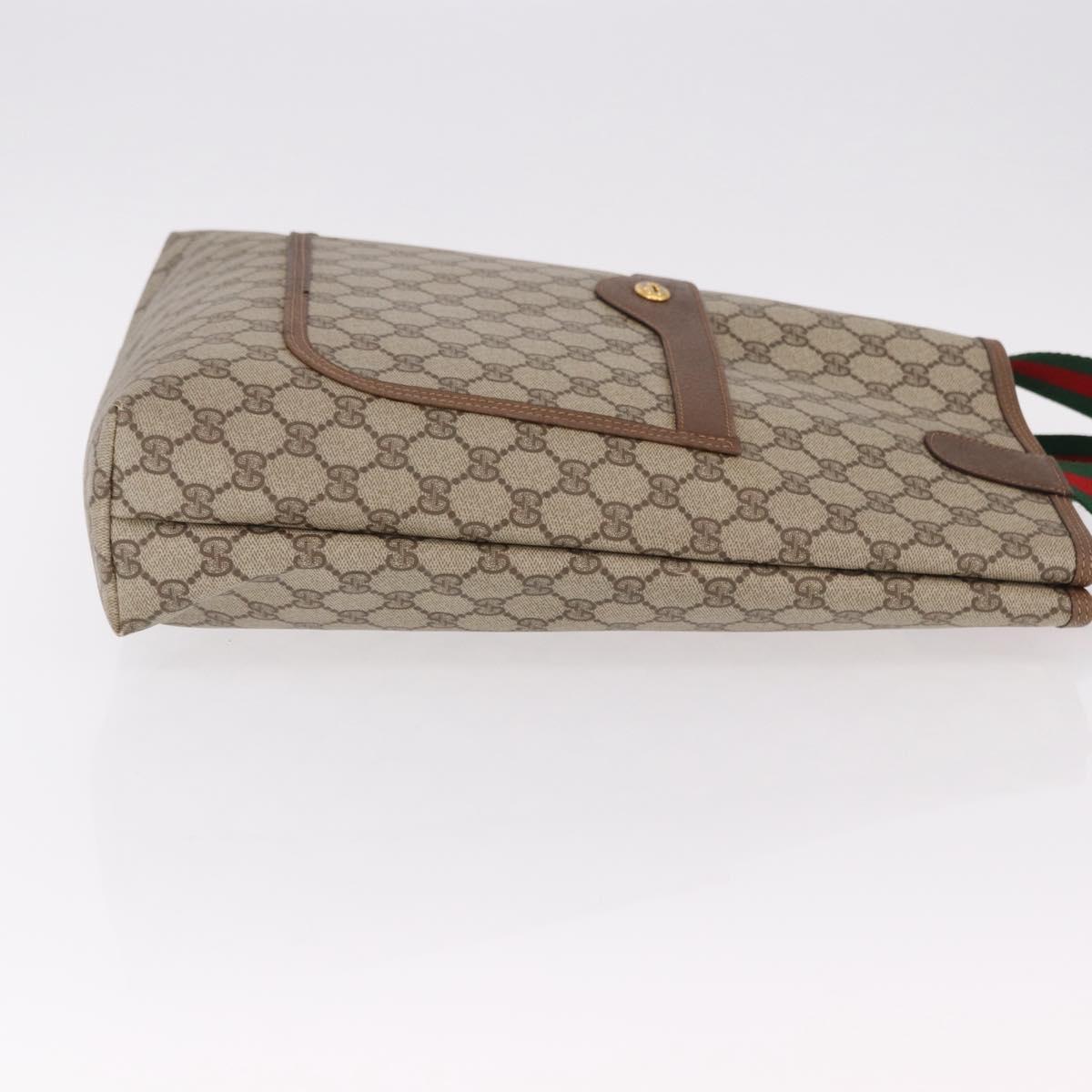 GUCCI GG Supreme Web Sherry Line Tote Bag PVC Beige 39 02 003 Auth 191895A