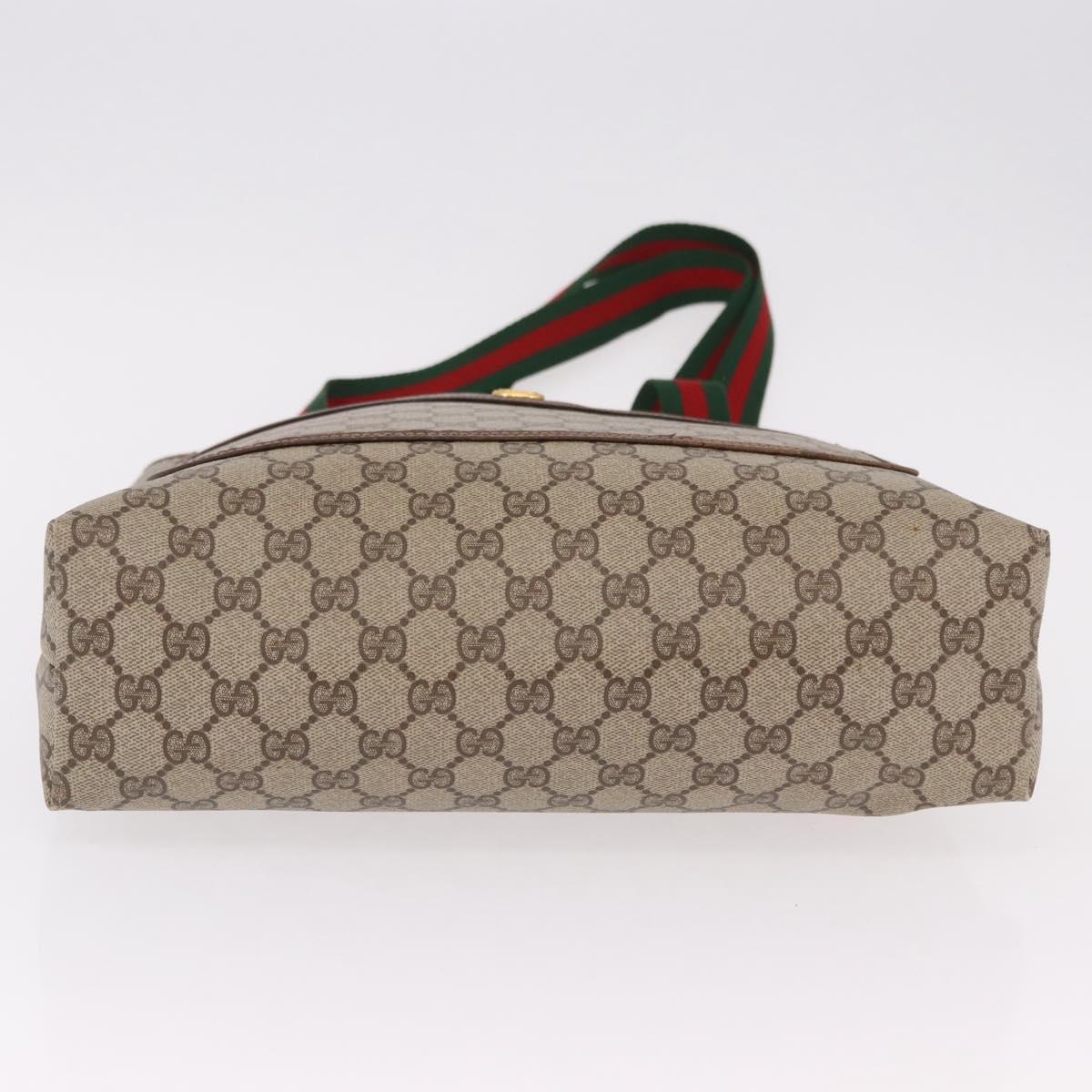 GUCCI GG Supreme Web Sherry Line Tote Bag PVC Beige 39 02 003 Auth 191895A