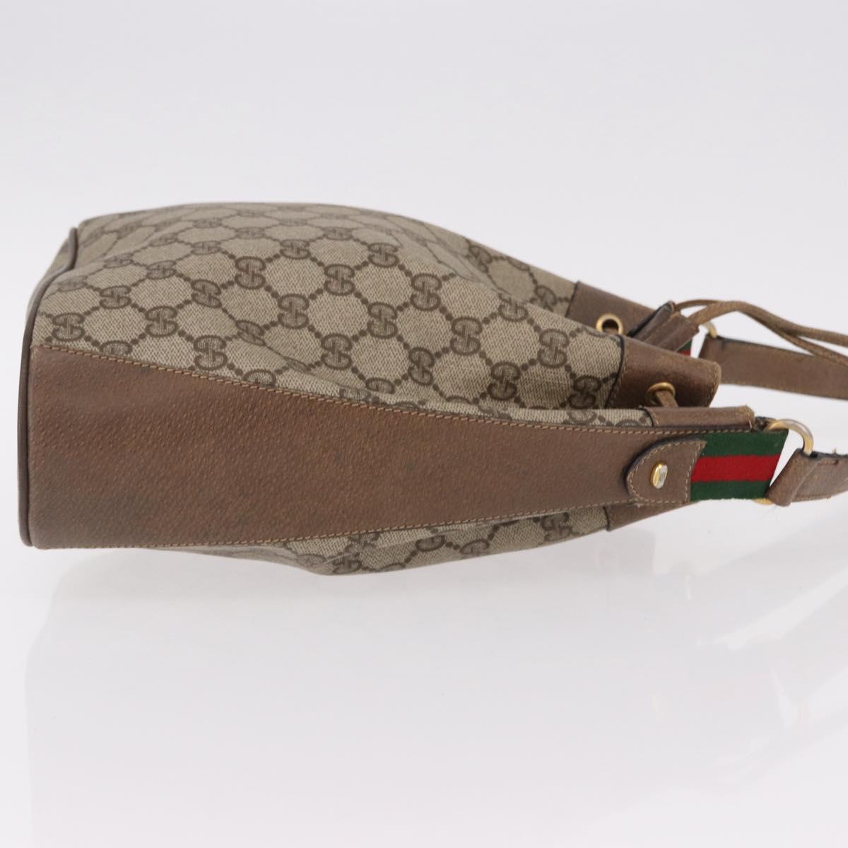 GUCCI GG Supreme Web Sherry Line Bag PVC Beige Gold 41 02 034 Auth 191896