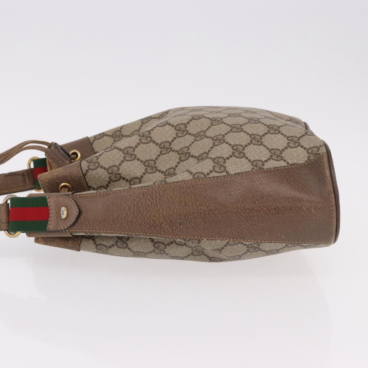 GUCCI GG Supreme Web Sherry Line Bag PVC Beige Gold 41 02 034 Auth 191896