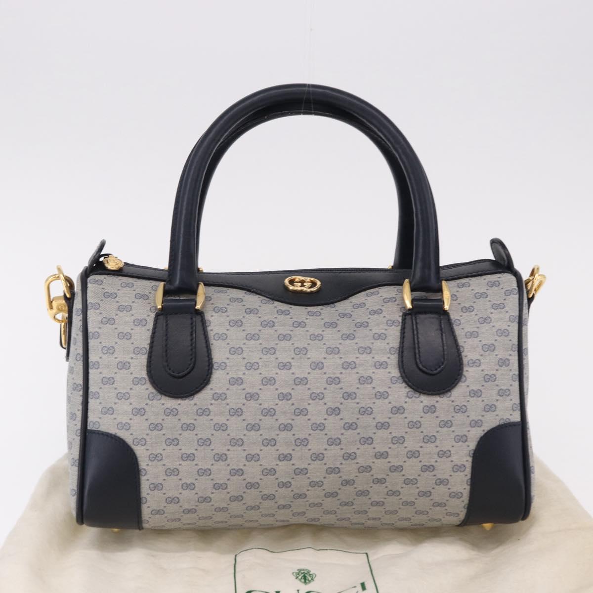 GUCCI GG Supreme Boston Bag PVC 2way Navy Gold 002 39 0269 Auth 191897