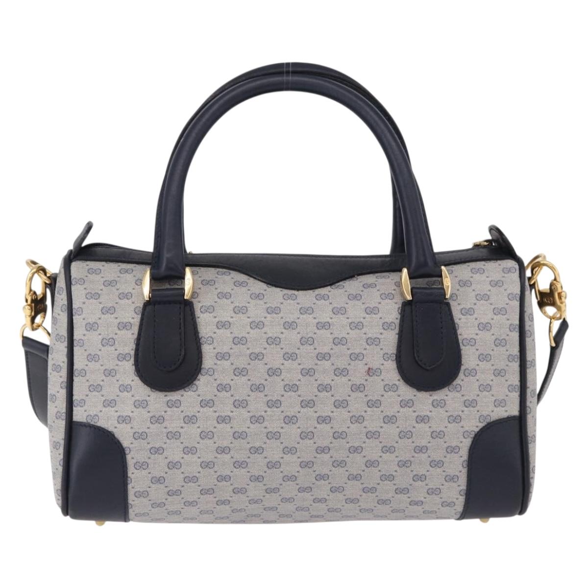 GUCCI GG Supreme Boston Bag PVC 2way Navy Gold 002 39 0269 Auth 191897