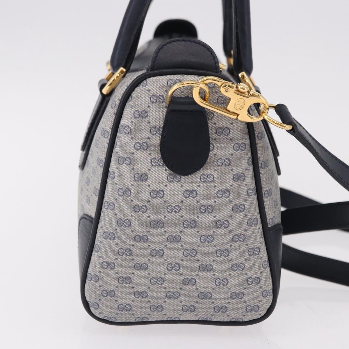GUCCI GG Supreme Boston Bag PVC 2way Navy Gold 002 39 0269 Auth 191897