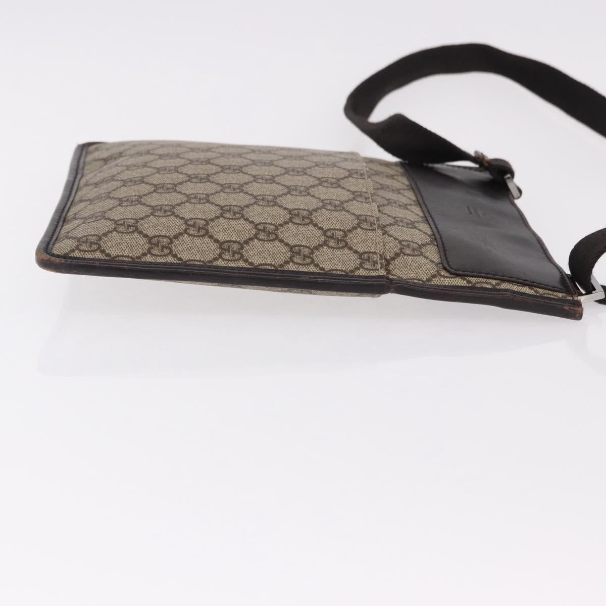 GUCCI GG Supreme Shoulder Bag PVC Beige Silver 27639 Auth 191898