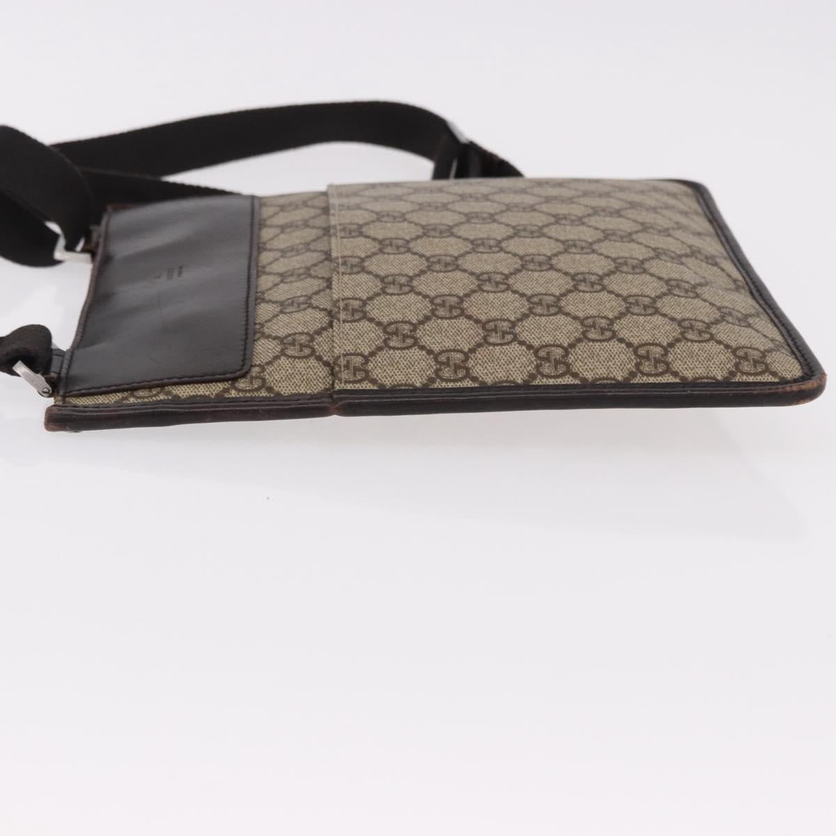 GUCCI GG Supreme Shoulder Bag PVC Beige Silver 27639 Auth 191898