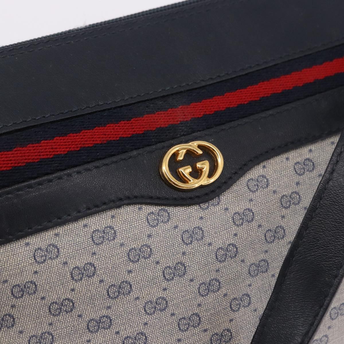 GUCCI Micro GG Supreme Sherry Line Bag PVC Navy Gold 001 58 0918 Auth 191899