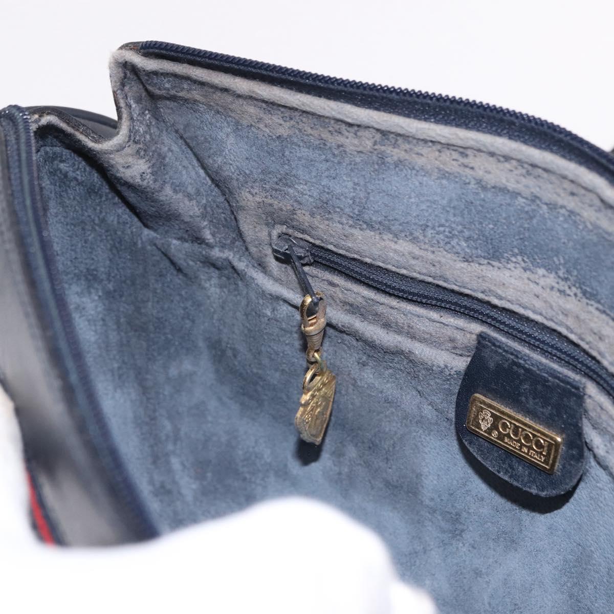 GUCCI Micro GG Supreme Sherry Line Bag PVC Navy Gold 001 58 0918 Auth 191899