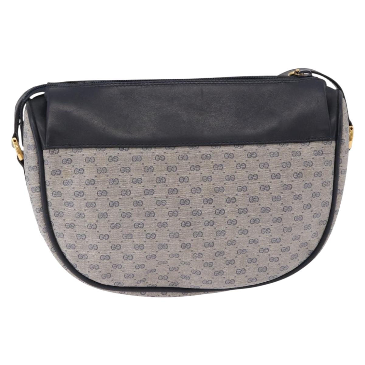 GUCCI Micro GG Supreme Sherry Line Bag PVC Navy Gold 001 58 0918 Auth 191899